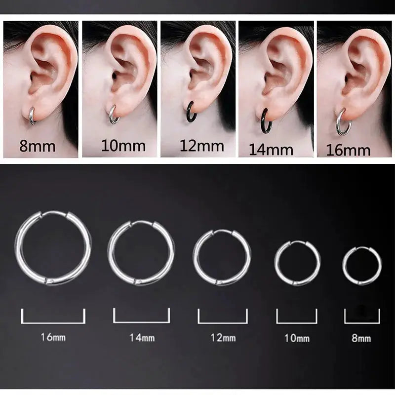 Unisex Stainless Steel Small Hoop Earrings 10mm Thin Circle Hypoallergenic Cartilage Tragus Ear Piercing
