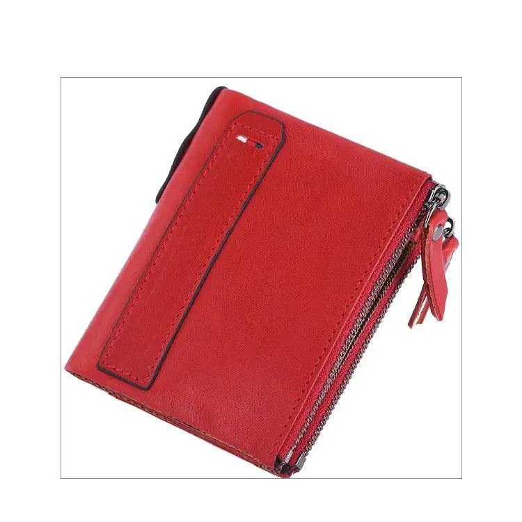 Men's red genuine cow leather wallet by Simples Market with zip-around closure
