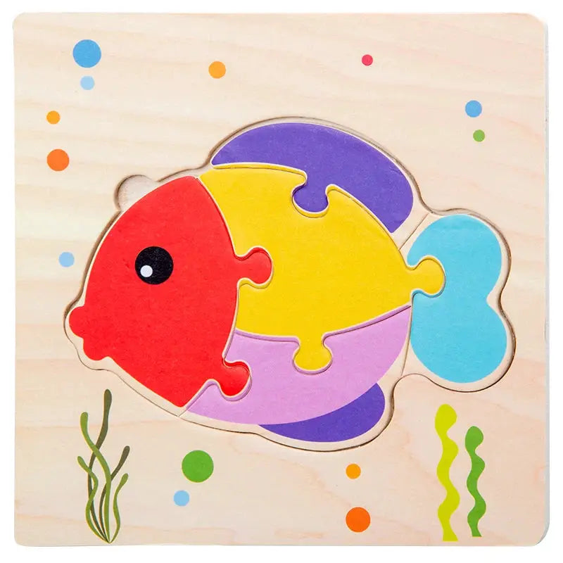Wooden Baby 3D Puzzles Tangram Shapes Educational Cartoon Animals Jigsaw Toys Gift For Children To Boost Learning And Motor Skills