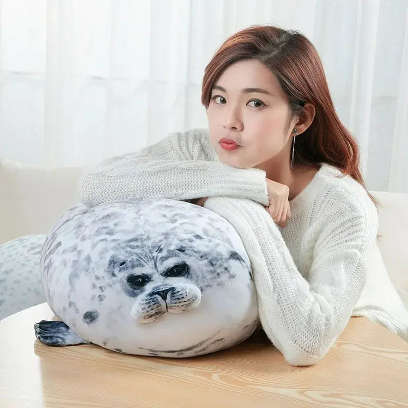 Angry Blob Seal Pillow Chubby 3D Sea Lion Plush Toy Throw Pillow Gift For Kids Girls