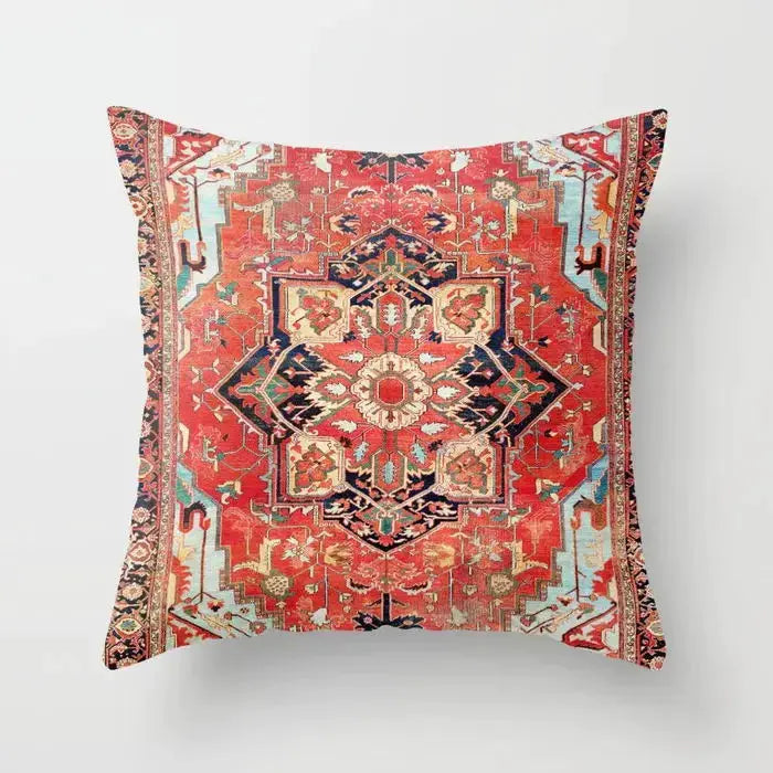 Simples Market Moroccan-style cushion cover in bold red with intricate geometric medallion pattern