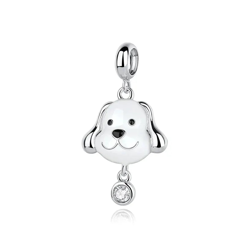 925 Sterling Silver Paw Print Charm Beads for Dogs and Cats Jewelry Pendant Fit for Bracelets Necklaces DIY Projects