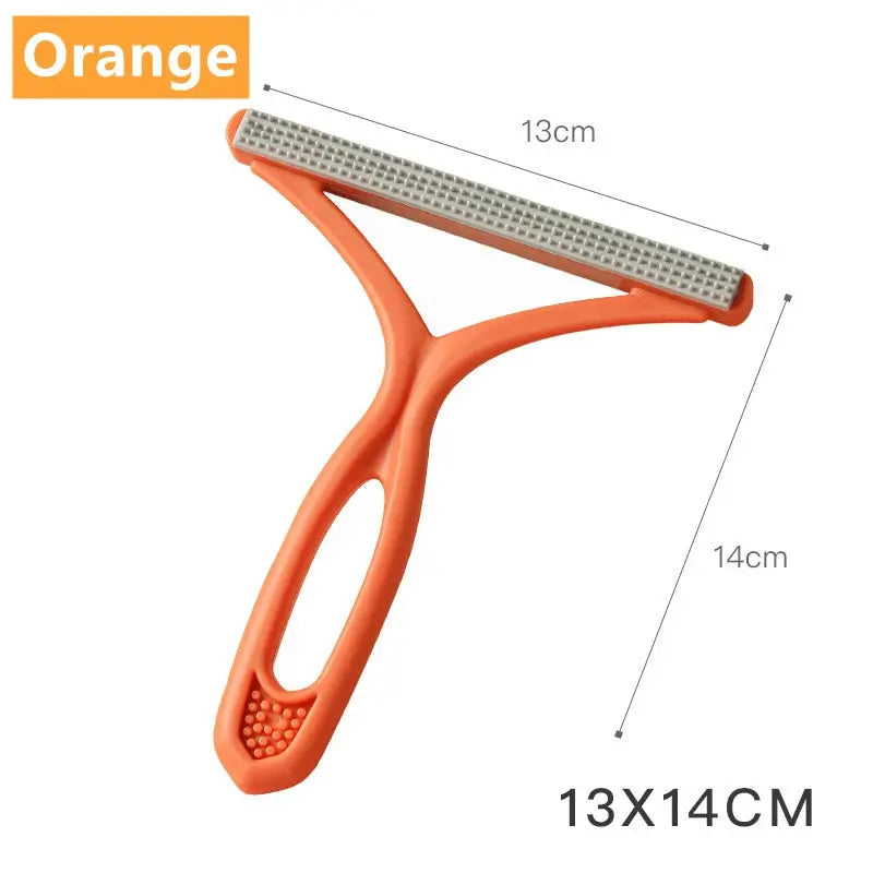 Pet hair remover silicone double-sided orange by Simples Market, lint shaver for clothes and carpet, 13×14 cm