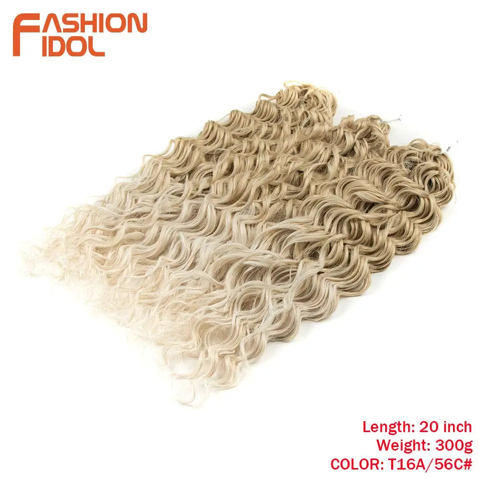 Fashion Idol Jessica Hair deep wavy twist crochet hair, 20-inch, blonde ombre, high-temperature synthetic fiber