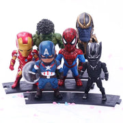 Marvel Avengers 6 Piece Action Figure Set Black Panther Thanos Iron Man Spider Man Captain America Hulk Collectible Toys