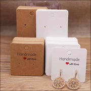 50 Pcs Paper Earring Cards Set Handmade Style Jewelry Cards 5x5cm 3x3cm 5x9cm 5x6.5cm 5x7cm Brown White DIY Packaging
