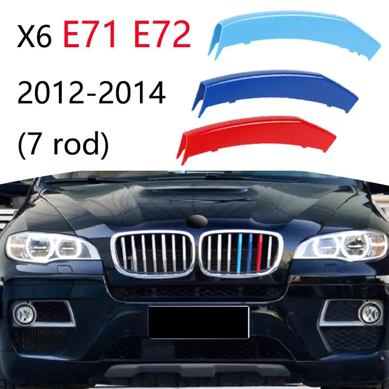 3Pcs Front Grille Trim Strips for BMW by Simples Market blue, light blue and red