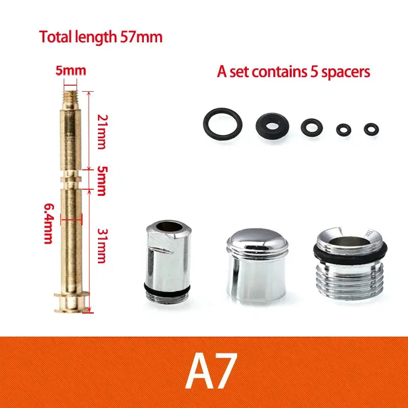 Simples Market shower faucet diverter valve repair kit with brass pull rod and chrome caps; includes 5 spacers
