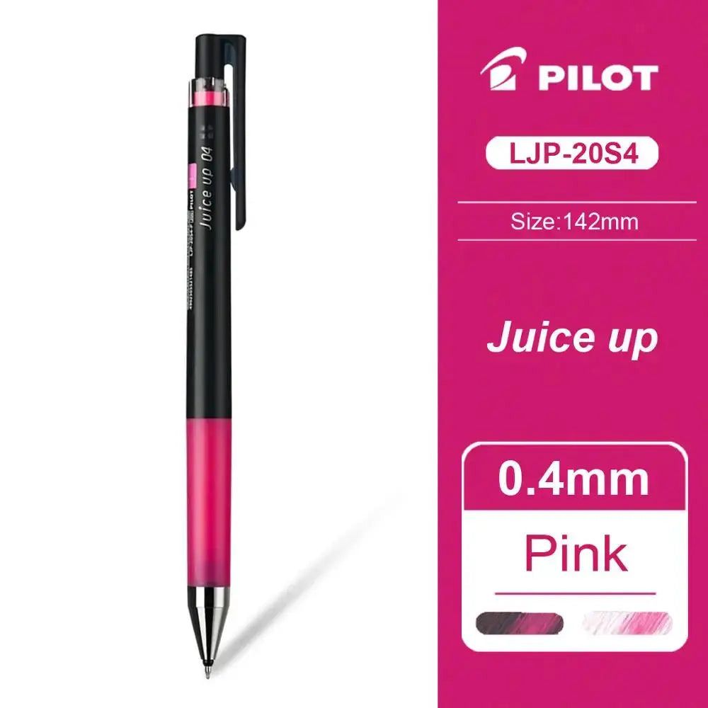 Pilot Juice Up 0.4mm gel pen with pink grip on black body and clip