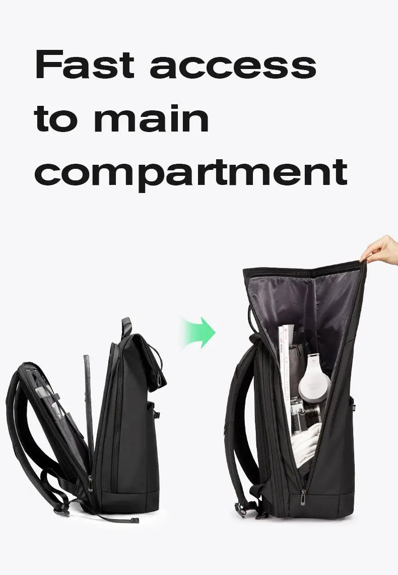 BANGE anti-theft waterproof laptop backpack, black, fits 15.6-inch laptops, ideal for work and school