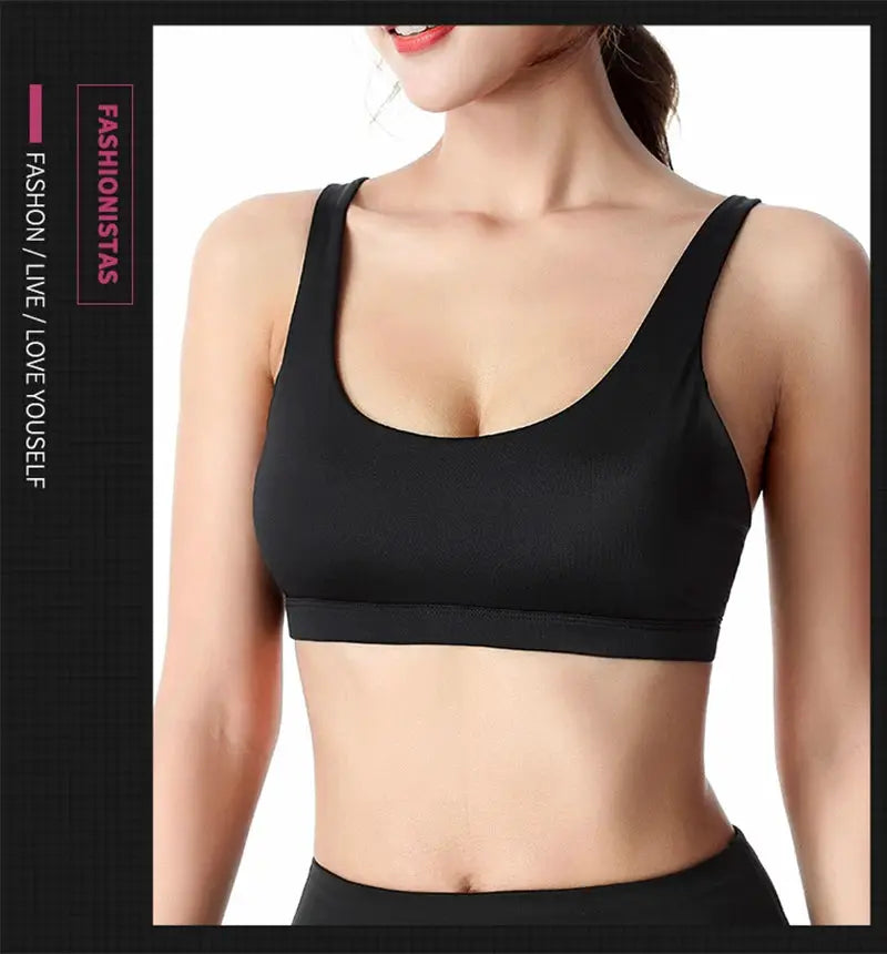 Simples Market black fitness sports bra for women, cross-back push-up design, athletic crop top