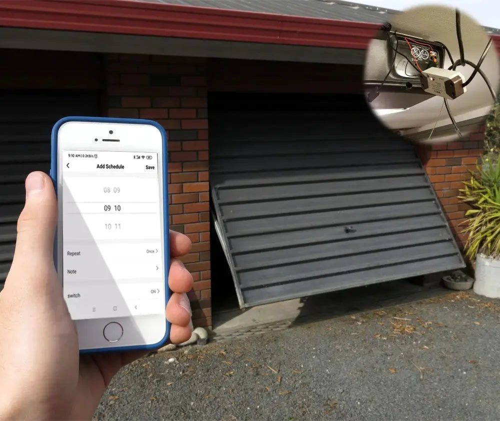 Simples Market Wofea WiFi smart garage door opener controller with smartphone app control shown
