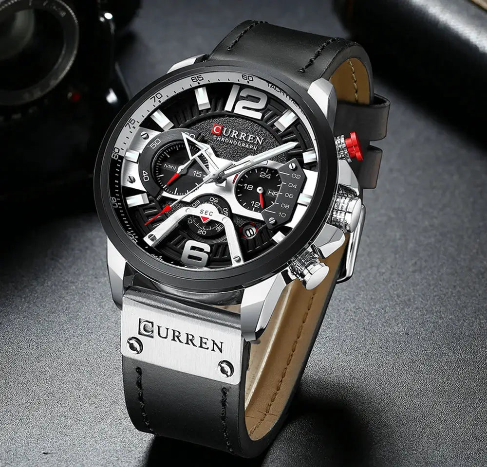 Curren Casual Sport Watch For Men Luxury Military Chronograph With Complete Calendar