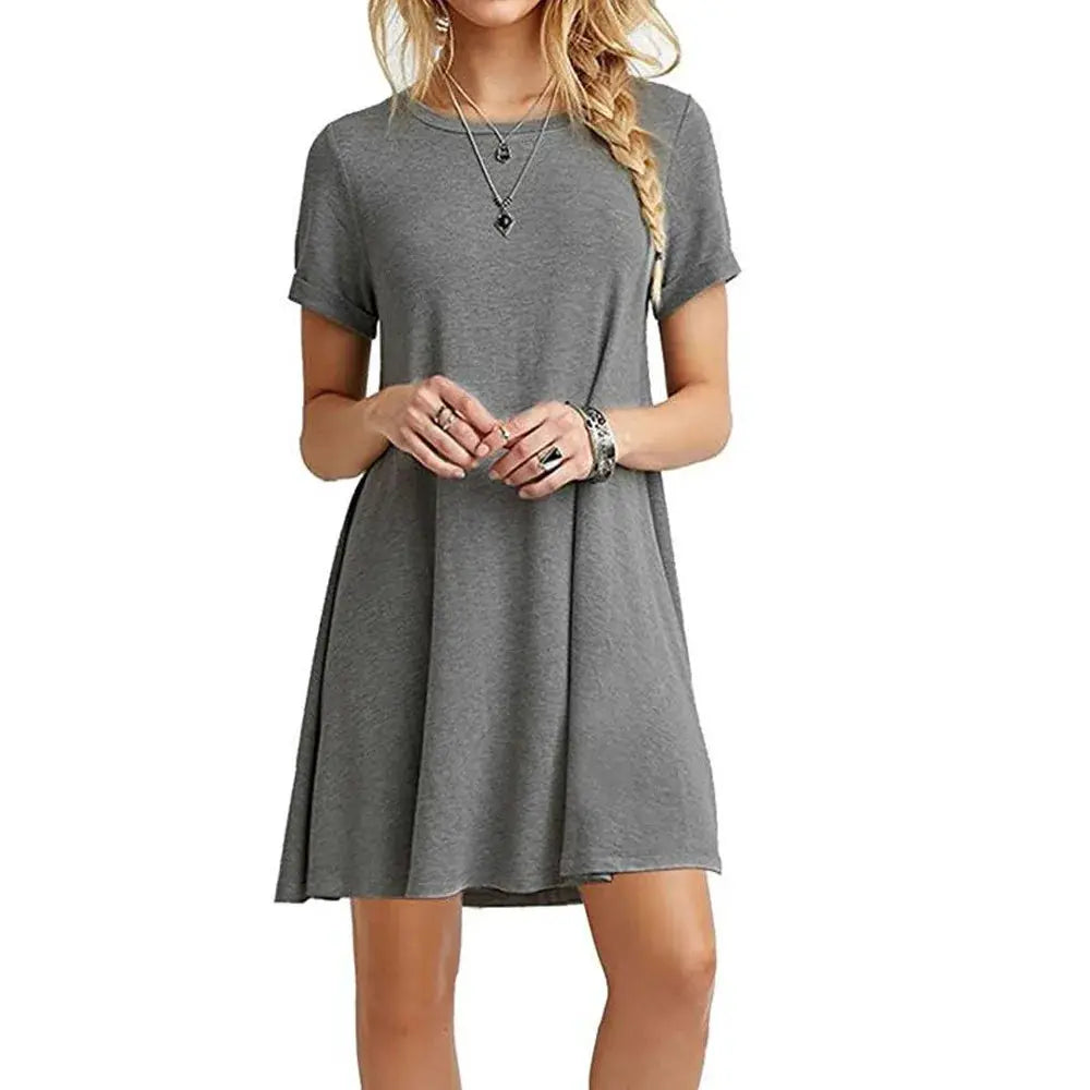 Instylis Women Casual Vintage O Neck Print Loose Mini Dress Sundress
