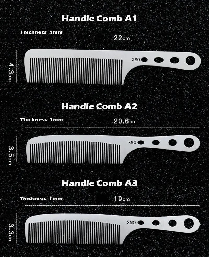 Brainbow titanium steel anti-static barber combs, 3-piece set by Simples Market, 1 mm thick