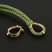 Paracord keychain with brass ring and neon-yellow/black braided cord (2 rings shown)
