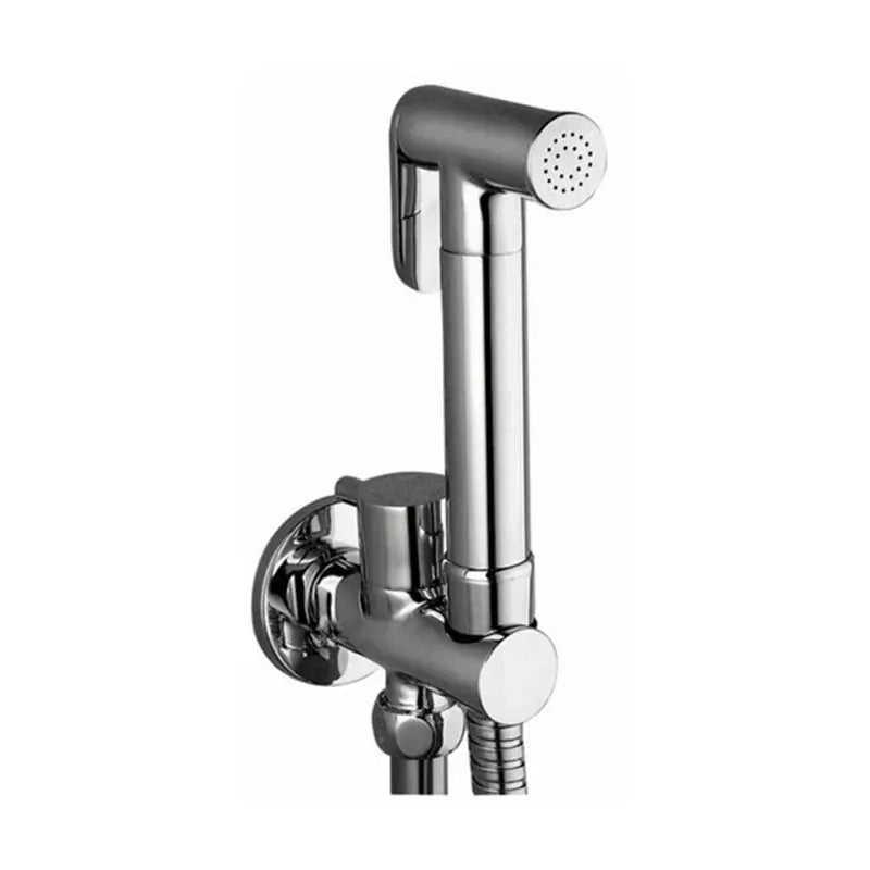 Handheld bidet shower set with chrome finish, wall-mount bracket and hose by Simples Market.