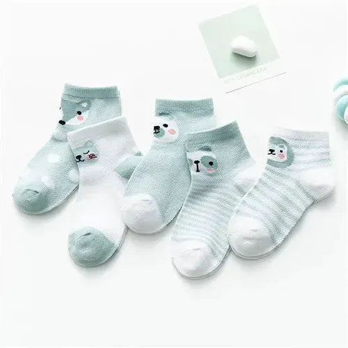 5 Pairs Baby Socks 0 To 24 Months Infants Cotton Mesh Boys Girls Newborn Toddler First Walkers Accessories Lawadka