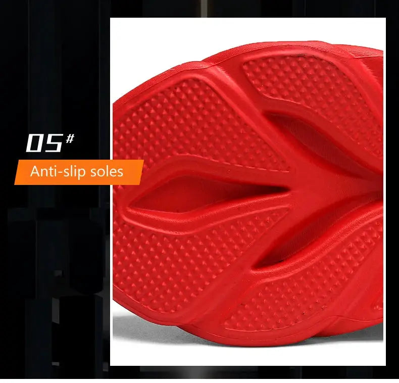 Social Shoe Men’s red mesh running shoe sole with anti-slip texture by Simples Market