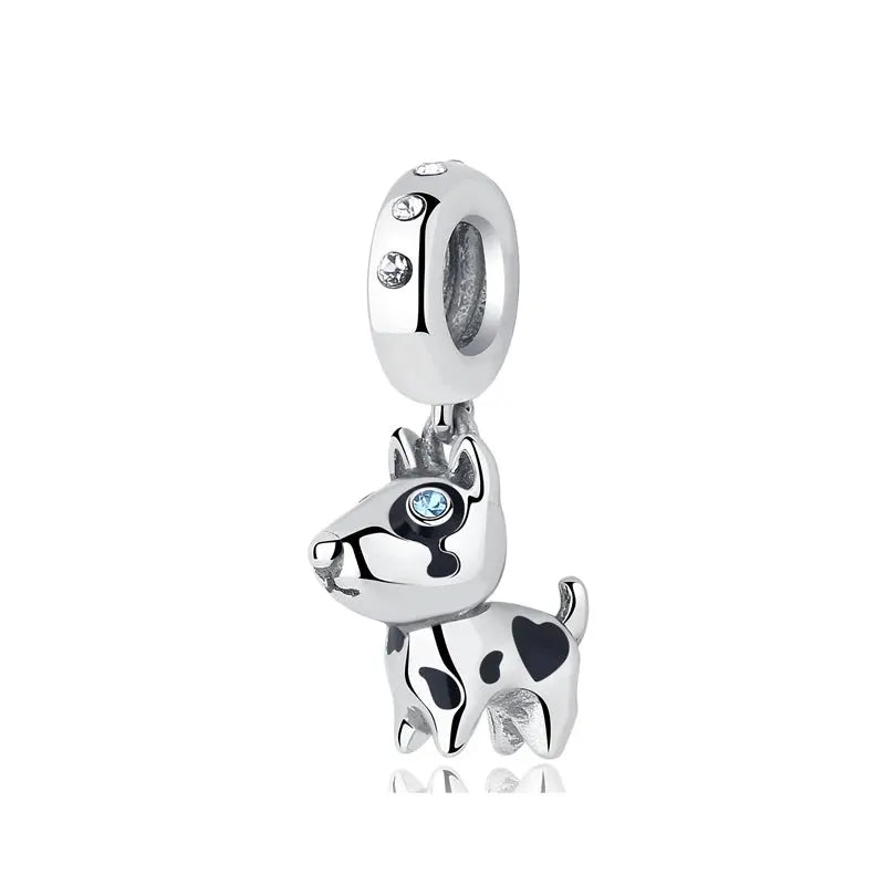 925 Sterling Silver Paw Print Charm Beads for Dogs and Cats Jewelry Pendant Fit for Bracelets Necklaces DIY Projects