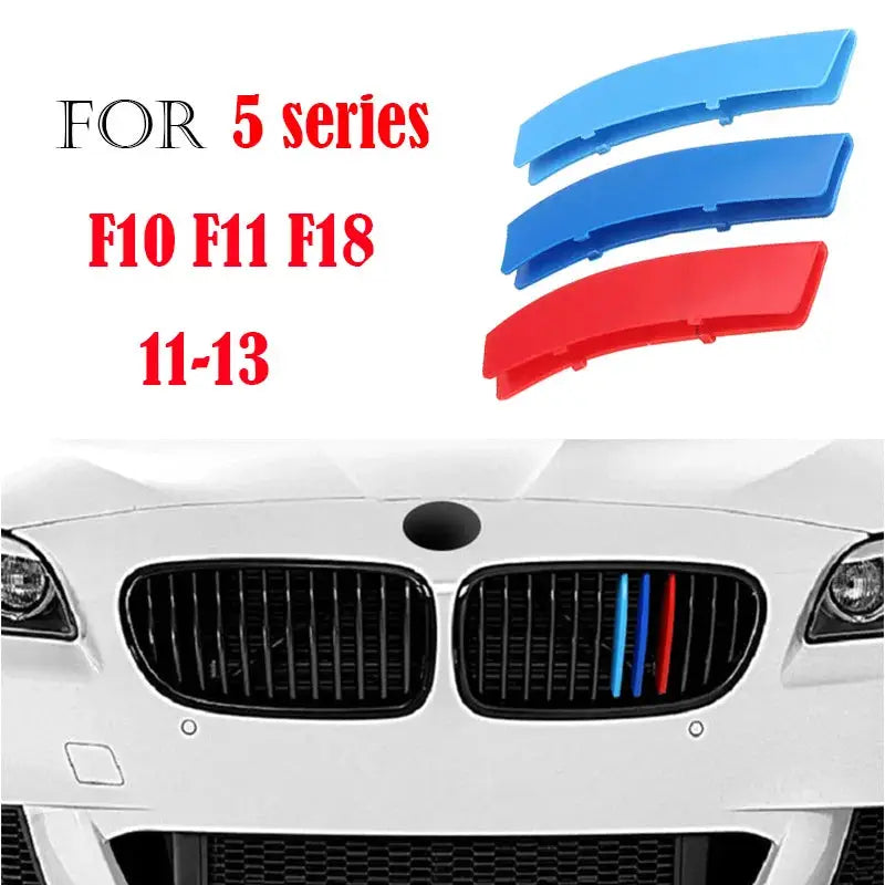 3-piece BMW front grille trim set by Simples Market; blue and red accents for 1–8 Series and X1–X7 models