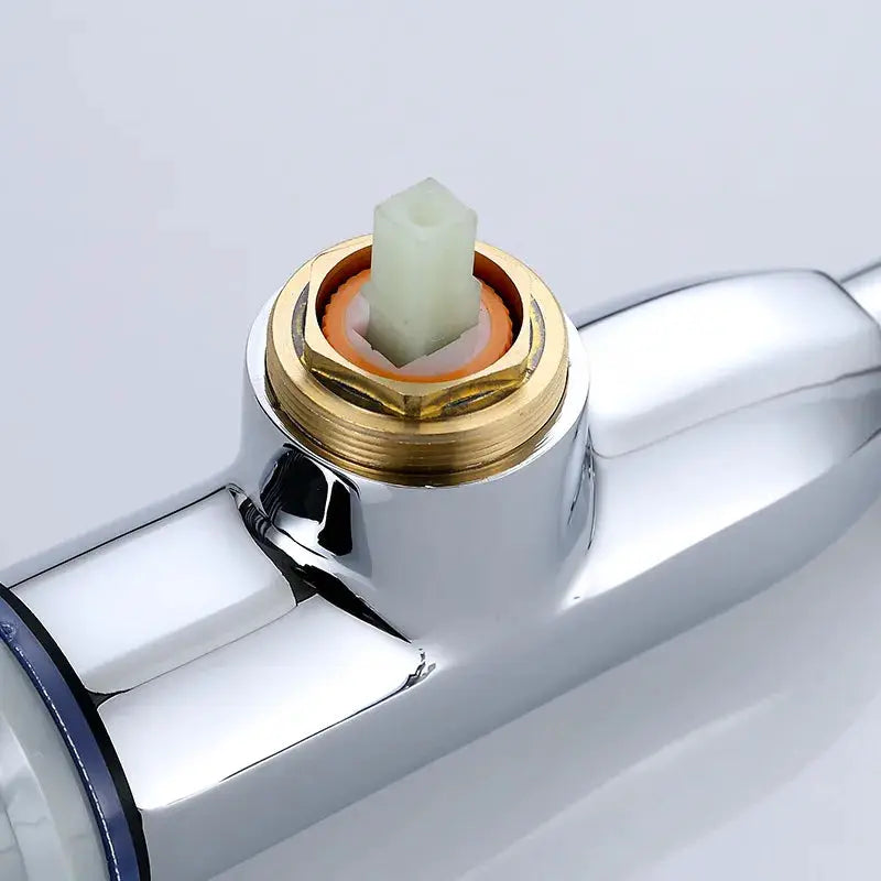Simples Market faucet spool gland cap 35/40mm, chrome finish with brass threaded ring and green plastic spindle