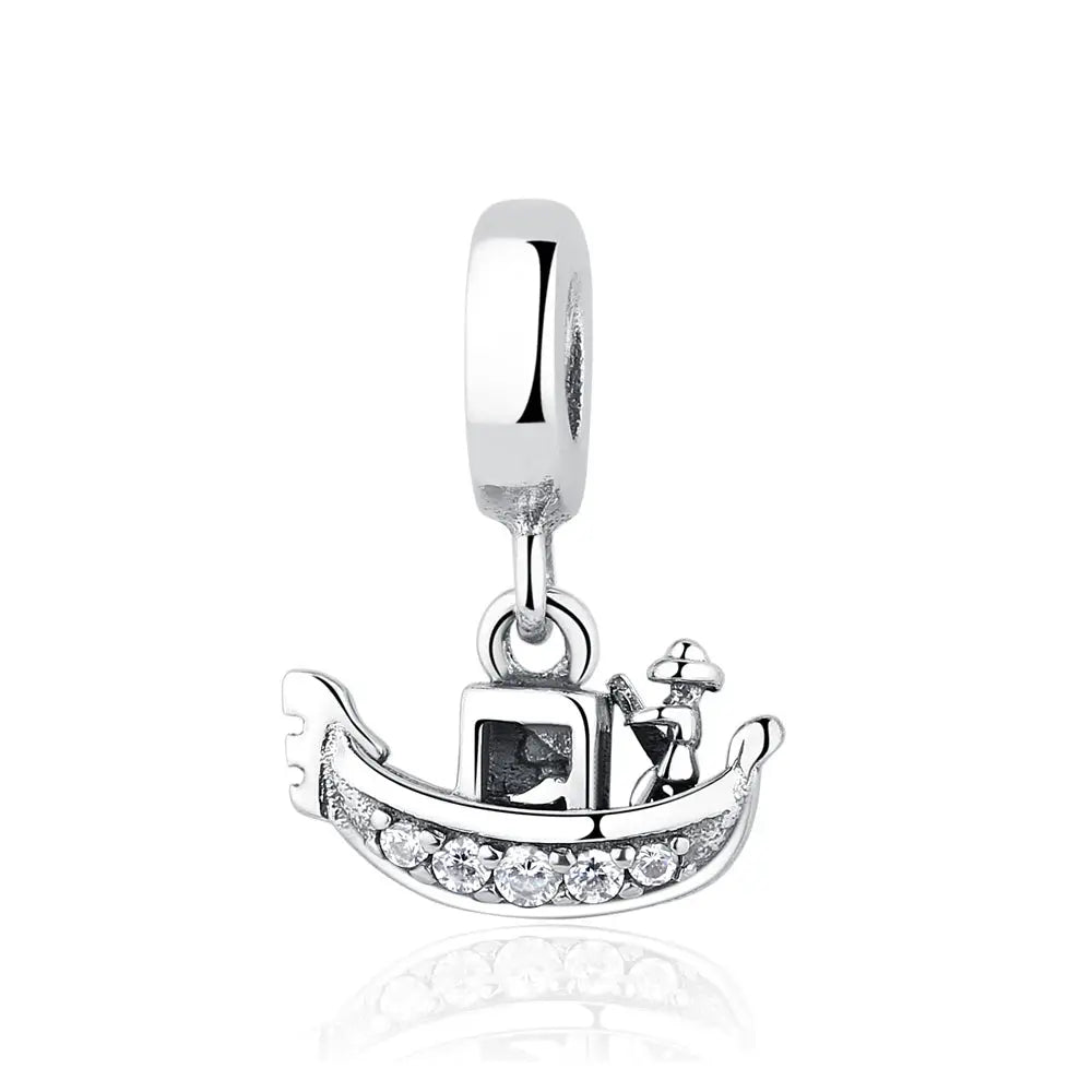 925 Sterling Silver Travel Theme Charms Beads London Bus Paris Suitcase Sam Panda Bracelets Necklaces Women DIY Jewelry