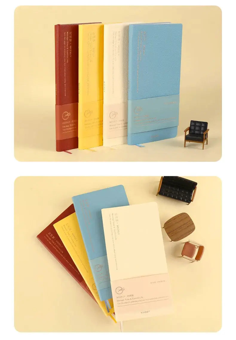 Kinbor weekly planner notebooks by Simples Market; undated agenda set in red, yellow, white and blue (4-pack)