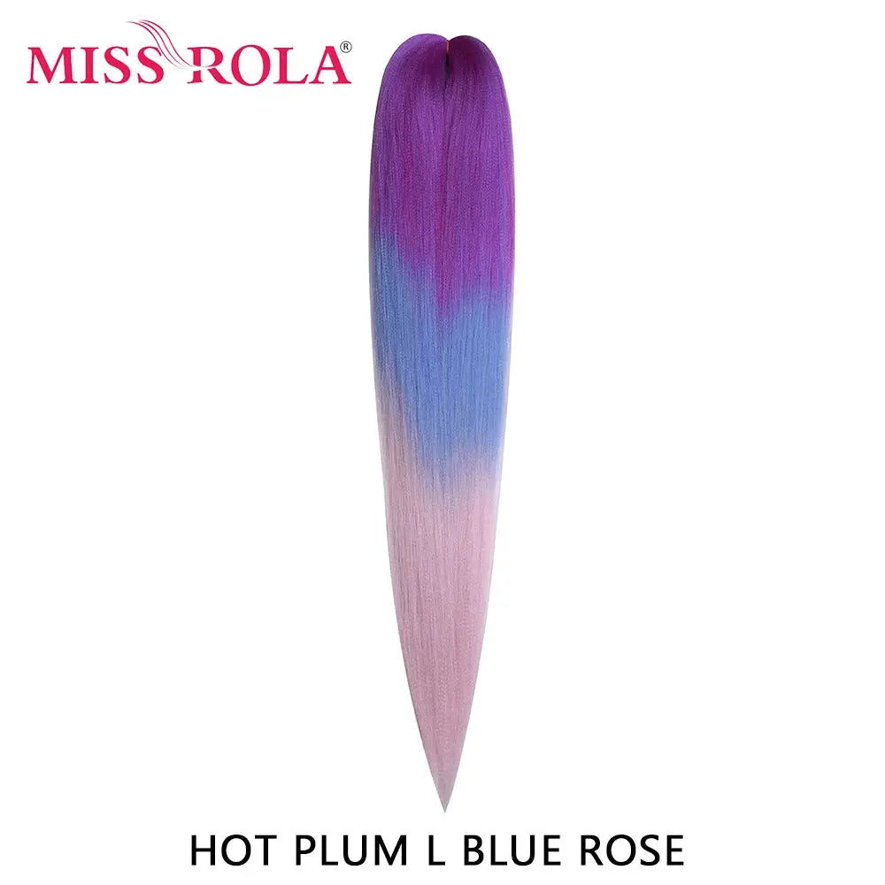 Miss Rola synthetic 30in Kanekalon hair braid, yaki straight, hot plum to blue rose gradient