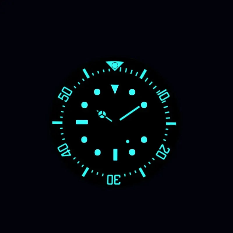 Cronos automatic diving watch with stainless steel bracelet, 2000m water resistance, glowing blue lume
