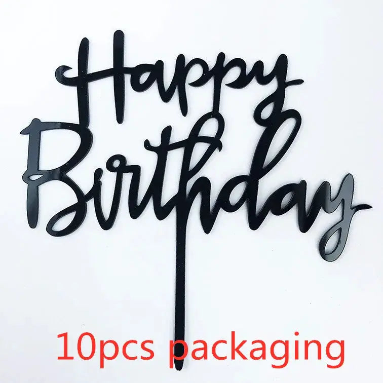 10 Pcs Rose Gold Silver Black Acrylic Cake Toppers Set For Birthday Parties Baby Showers And Dessert Decoration