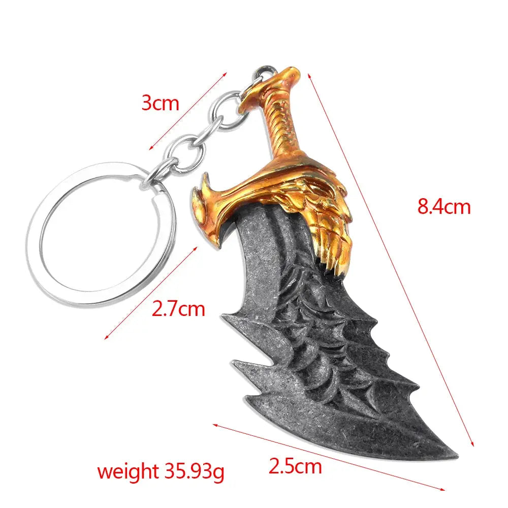 God Of War Kratos Sword Keychain Pendant Zinc Alloy Antique Silver Finish For Keys Backpacks And Bags