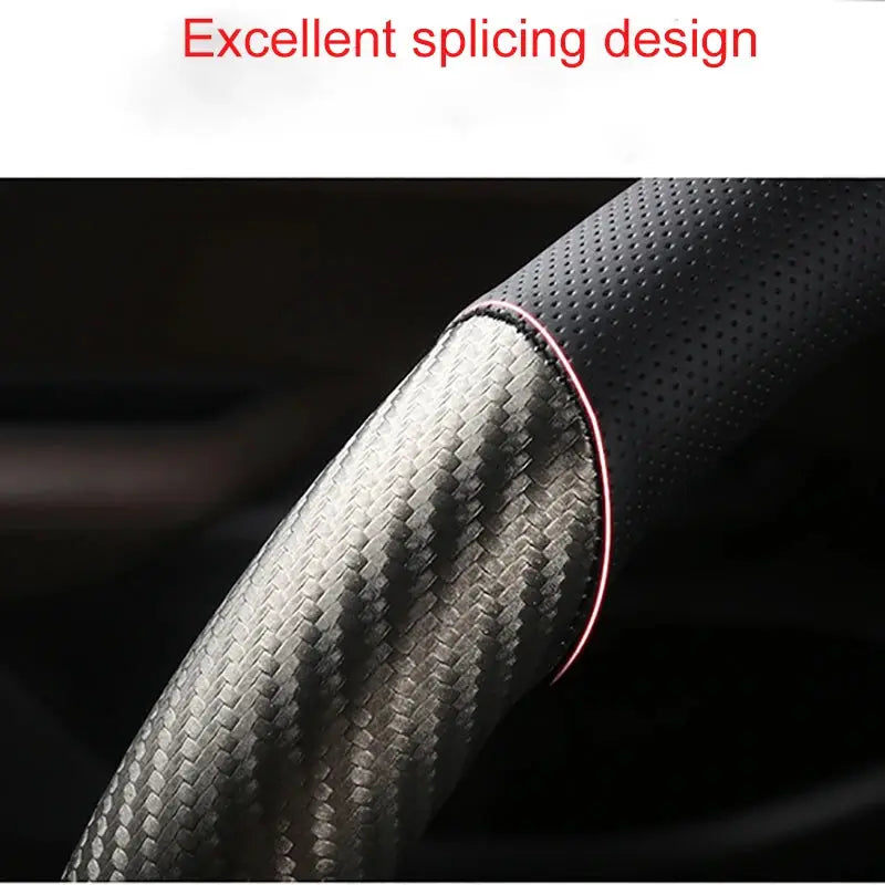 Simples Market carbon fiber steering wheel cover with red edge trim
