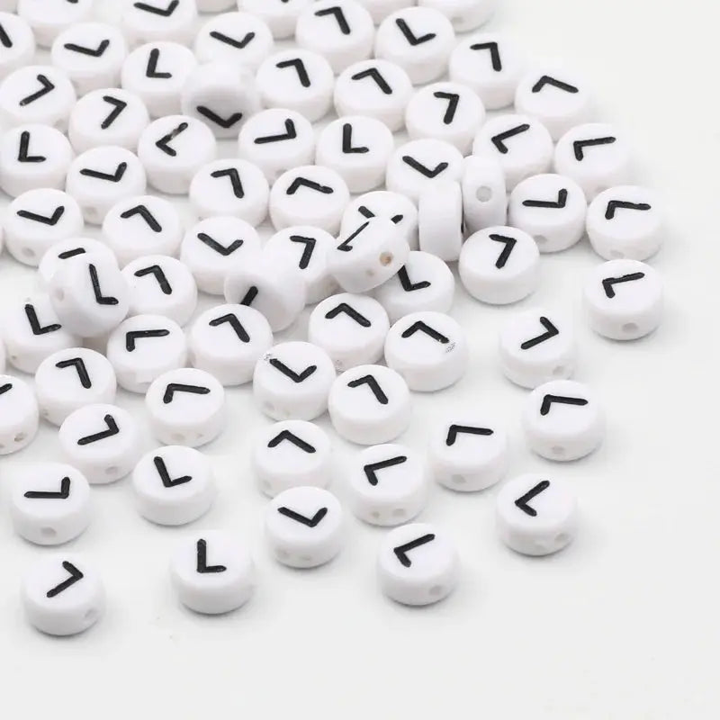 White Round Alphabet Letter Beads 7x4mm A To Z Acrylic Spacer Beads For Jewelry Making DIY Bracelets