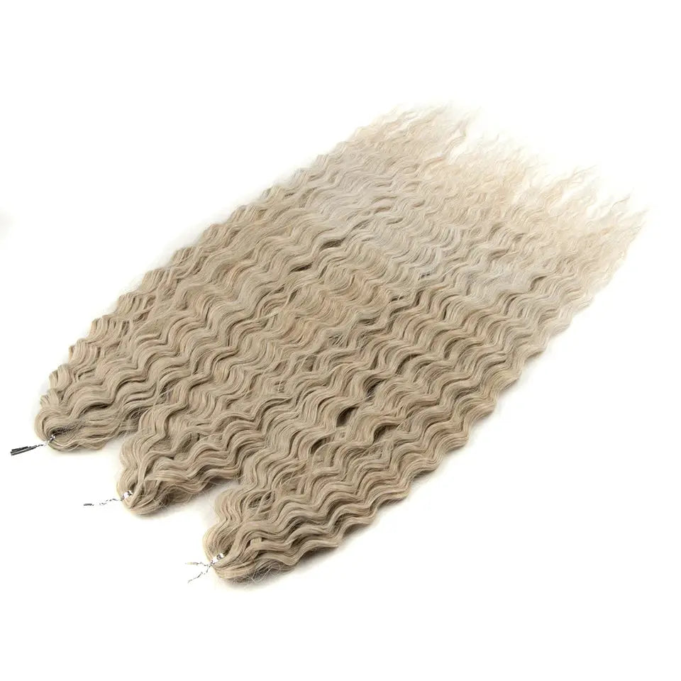Ariel Hair synthetic twist crochet curly hair, 24 inch water-wave ombre blonde to brown braiding extension