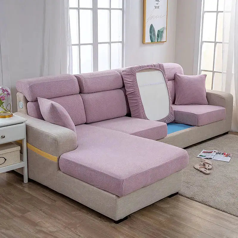 Sofa seat cover lavender pink; thickened, elastic protective cushion for living room sectional by Simples Market