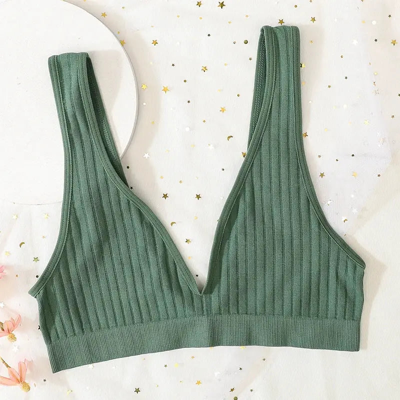 VivaLuxe Deep V Neck Wireless Bralette Seamless Comfort With Push Up for Everyday Wear