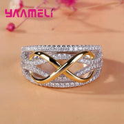 Infinity Love Ring 925 Sterling Silver Bowknot With Cubic Zirconia Eternity Symbol For Women Girlfriend Jewelry