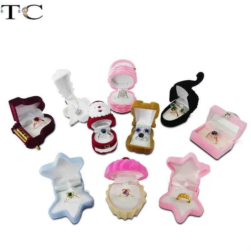 Creative Velvet Jewelry Box Mini Ring Box for Earrings and Rings Storage Display Gift Case