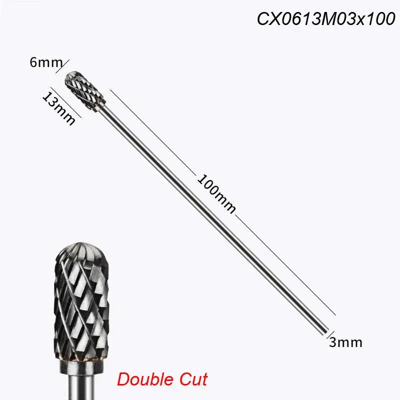 Extra Long 100mm Rotary Rasp File Carbide Burr for Metal and Wood Carving Milling Cutter