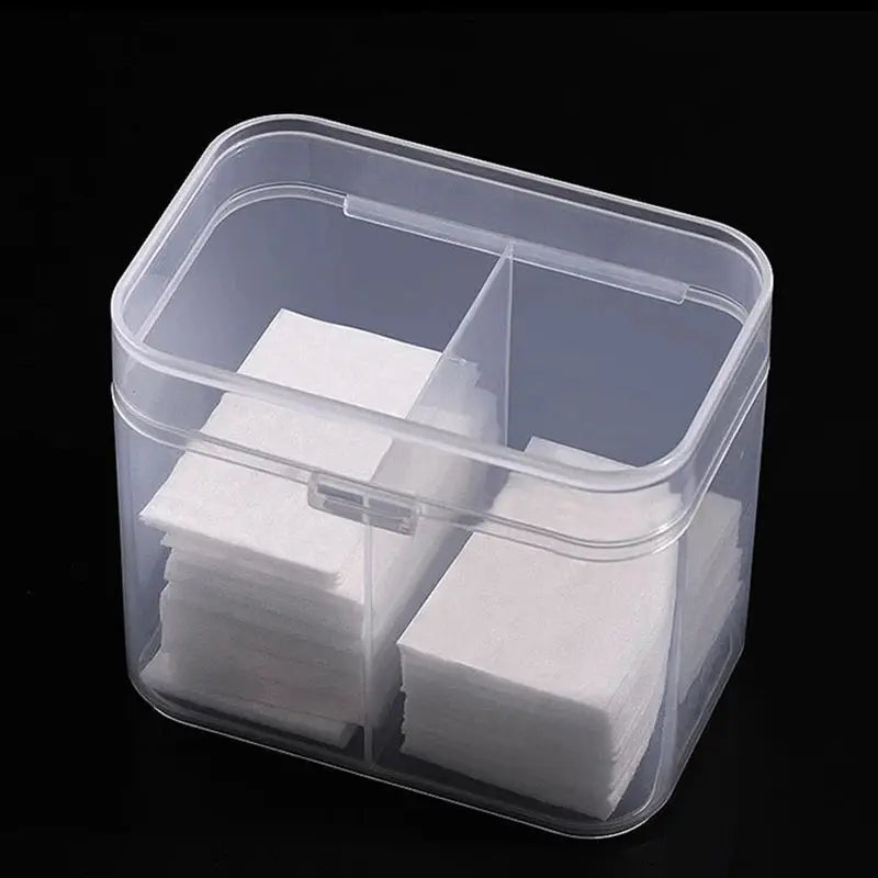 NailMate Clear Nail Art Organizer Case Dual Compartments For Cotton Pads And Remover Storage