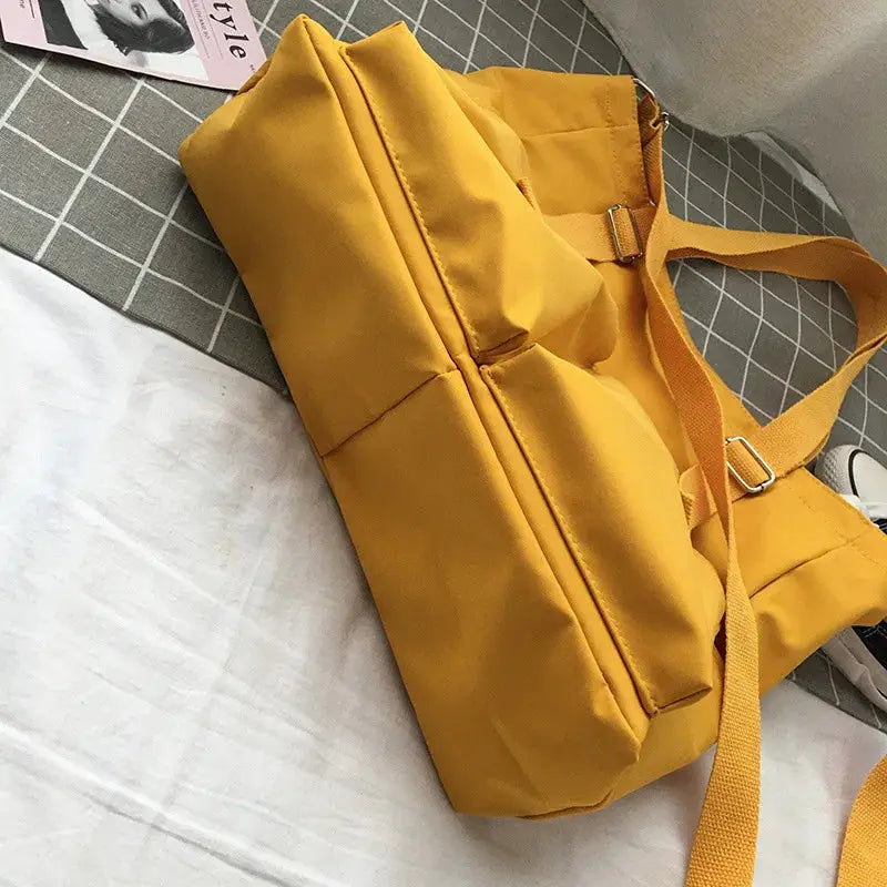Waterproof Oxford large-capacity women's handbag, mustard yellow with crossbody strap by Simples Market
