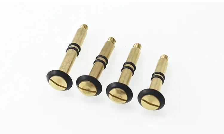 Four brass shower diverter valve pull rods with black O-rings