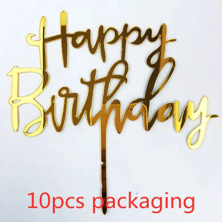 10 Pcs Rose Gold Silver Black Acrylic Cake Toppers Set For Birthday Parties Baby Showers And Dessert Decoration