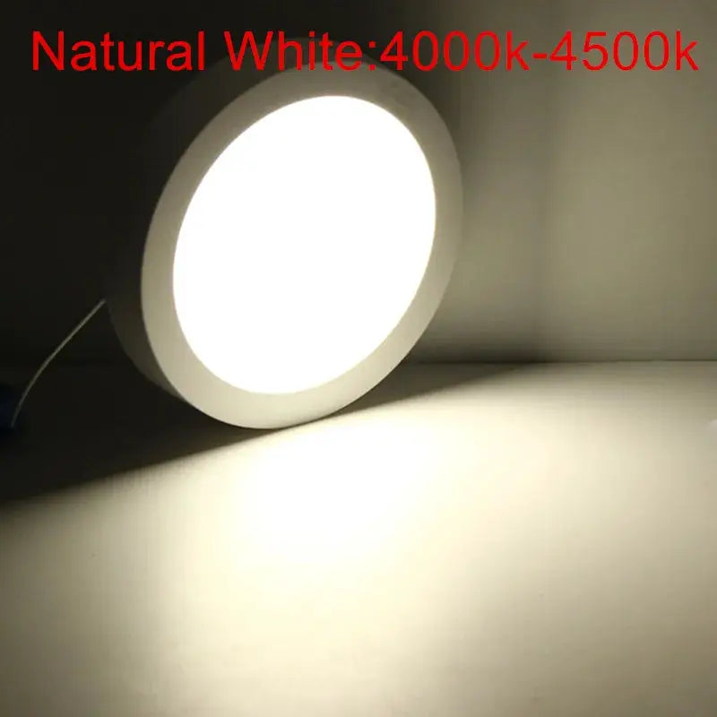 Round white-bezel LED panel light, surface ceiling lamp in natural white 4000K–4500K