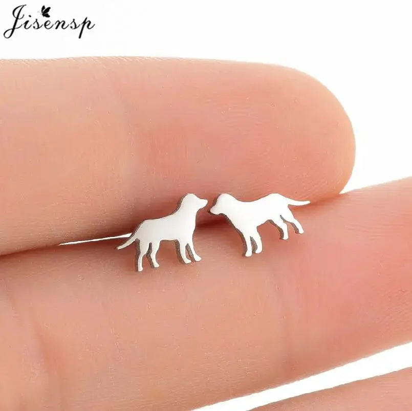 Pair of stainless steel horse-shaped stud earrings for women, silver finish