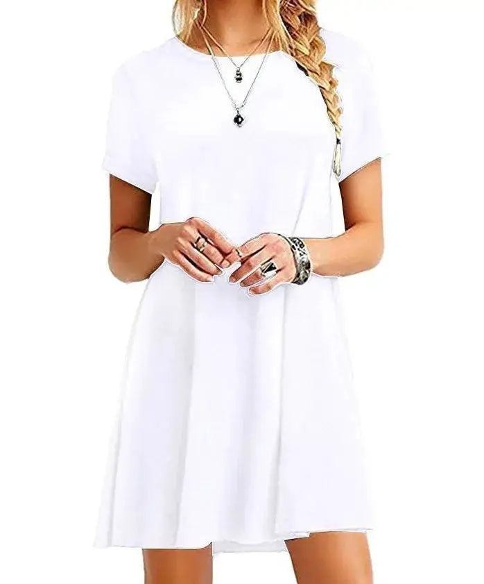 Instylis Women Casual Vintage O Neck Print Loose Mini Dress Sundress