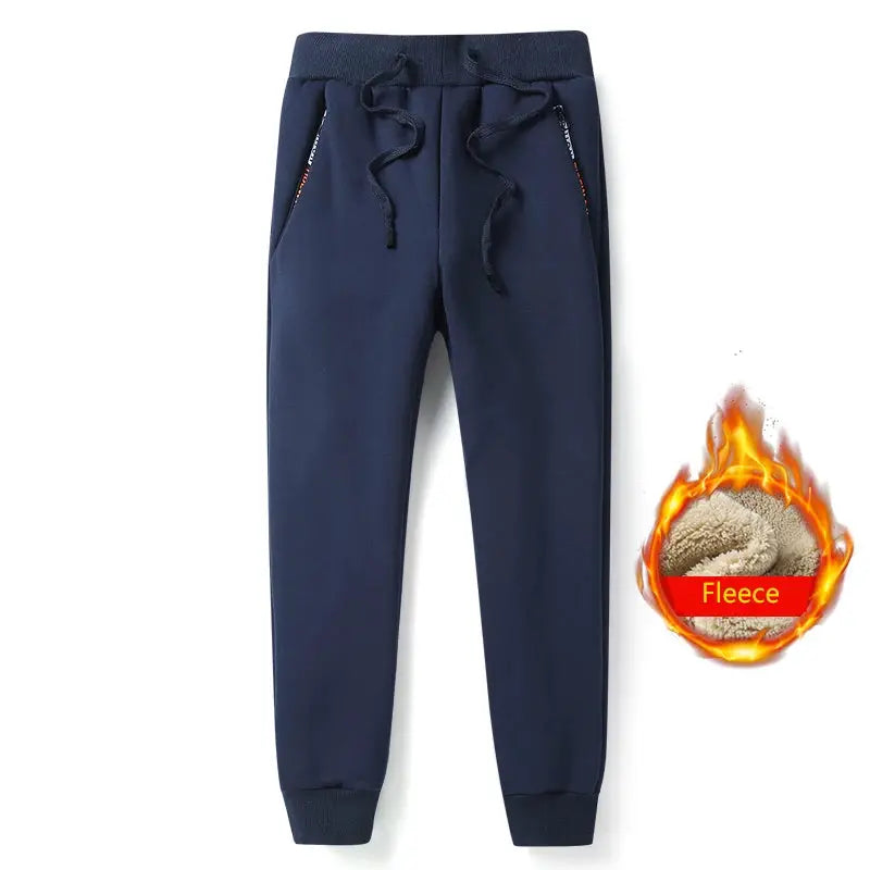 Men's navy fleece sweatpants by Simples Market, thick warm joggers with drawstring, cuffed hems, plus sizes 6XL–8XL