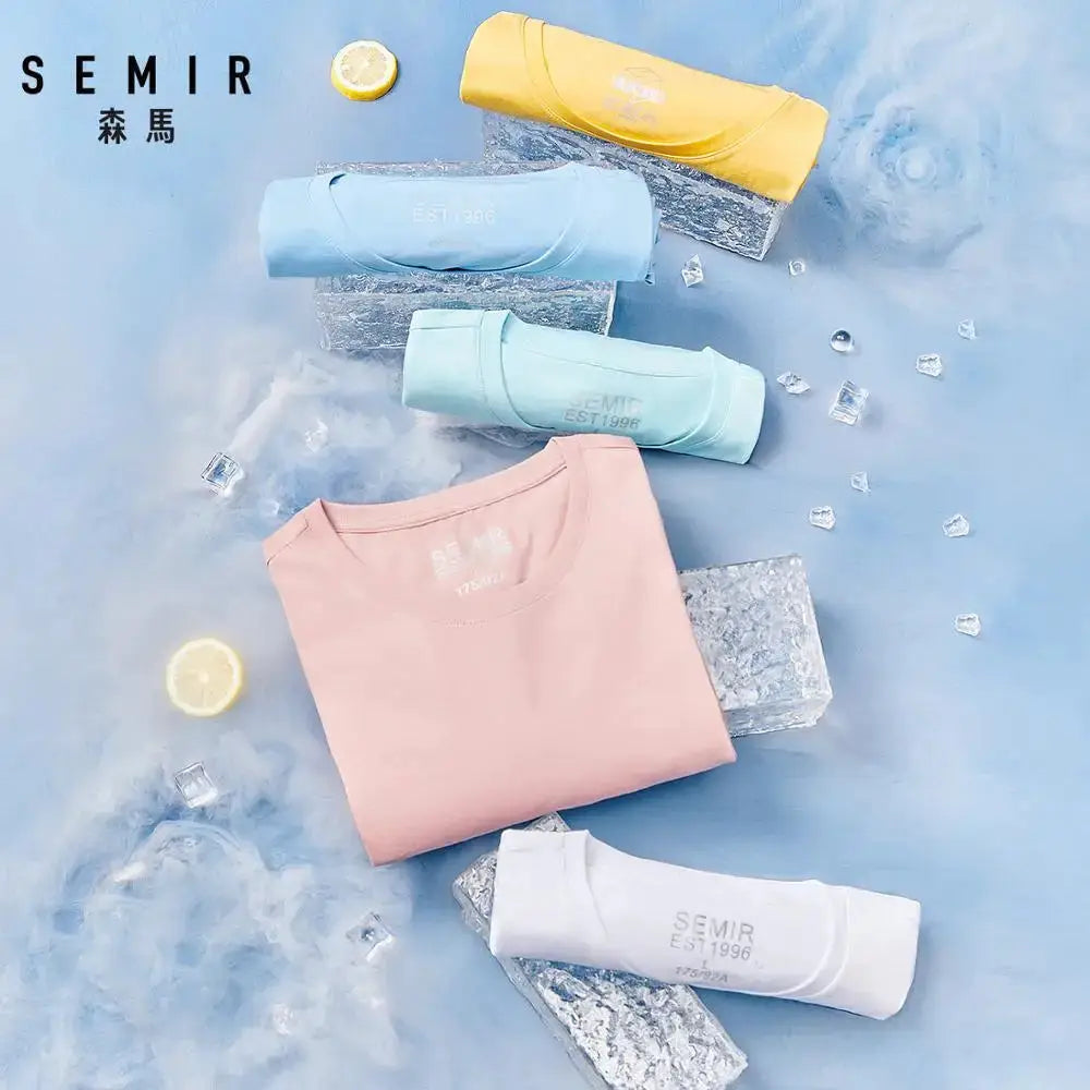 Semir Summer Cotton T Shirts Men 2025 Simple O Neck Stretch Solid New Tops Clothing Casual Tshirt Man Streetwear Cool Tee Shirts