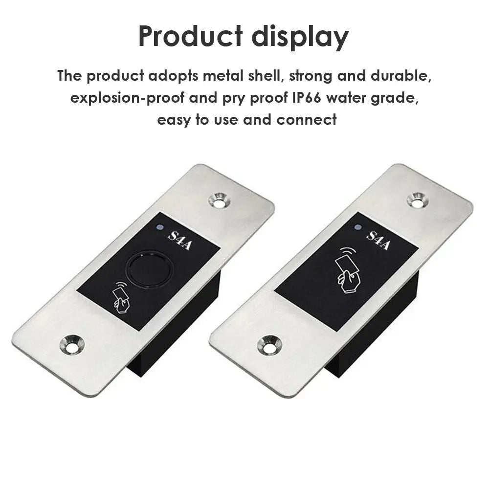 Mini metal RFID reader keyless door opener plates with black touch panels, dual units